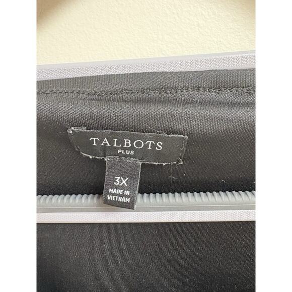 Talbots Plus Black Polka Dot Velvet Burnout Top 3X Long Sleeve Lined Stretch - Picture 3 of 6